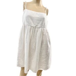 O'Neill - White Crinkle Double Gauze Spaghetti Strap Mini Dress- L